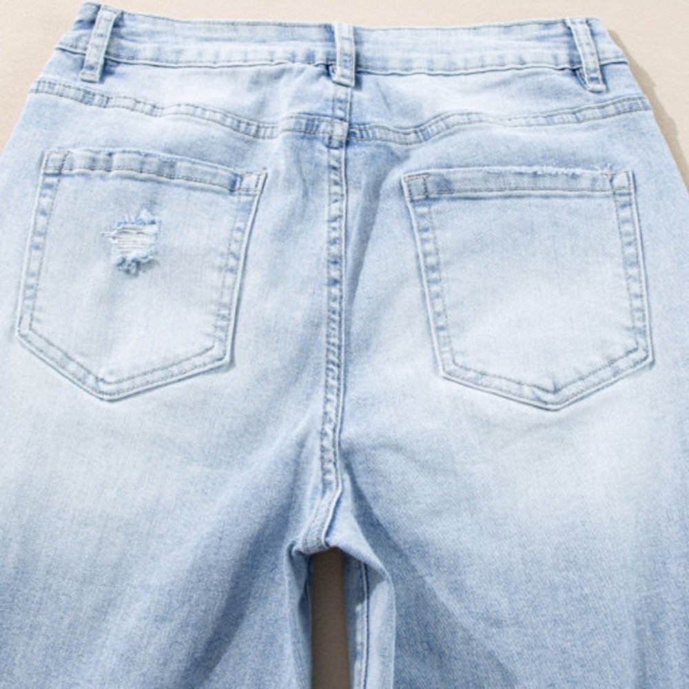 Beau Blue Light Wash Distressed Flare Jeans - Picture 7 of 13